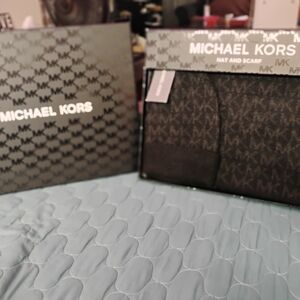 Michael Kors Black Hat and Scarf Set